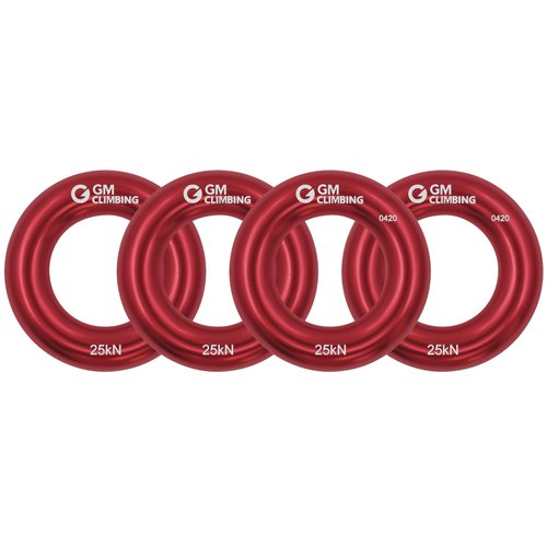 GM CLIMBING Red Small Rappel Ring 25kN for Rock Climbing Arborist Rescue Slackline Hammock Pack of 4