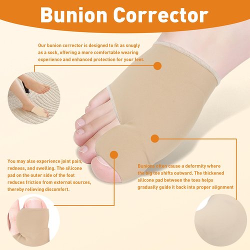 CKOWAJN 4Pcs Bunion Corrector for Women Big Toe, Big Toe Separators Non-Slip & Washable, Toes Straightener, Hallux Valgus Pain Relief Bunions Correction with Splint & Pads (Baige)