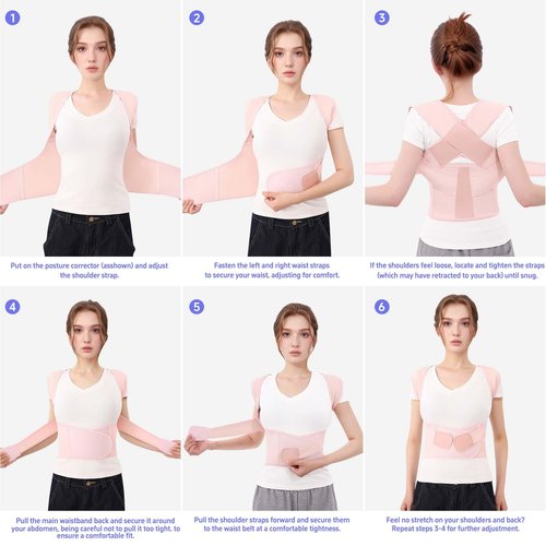 Ycctvar Back Brace Posture Corrector for Women And Men Support Straightener Scoliosis Upper Highest Rated Hunchback Thoracic Device Straps Upright Full Shoulder Fixer Body Poster Trainer Pink X-Large