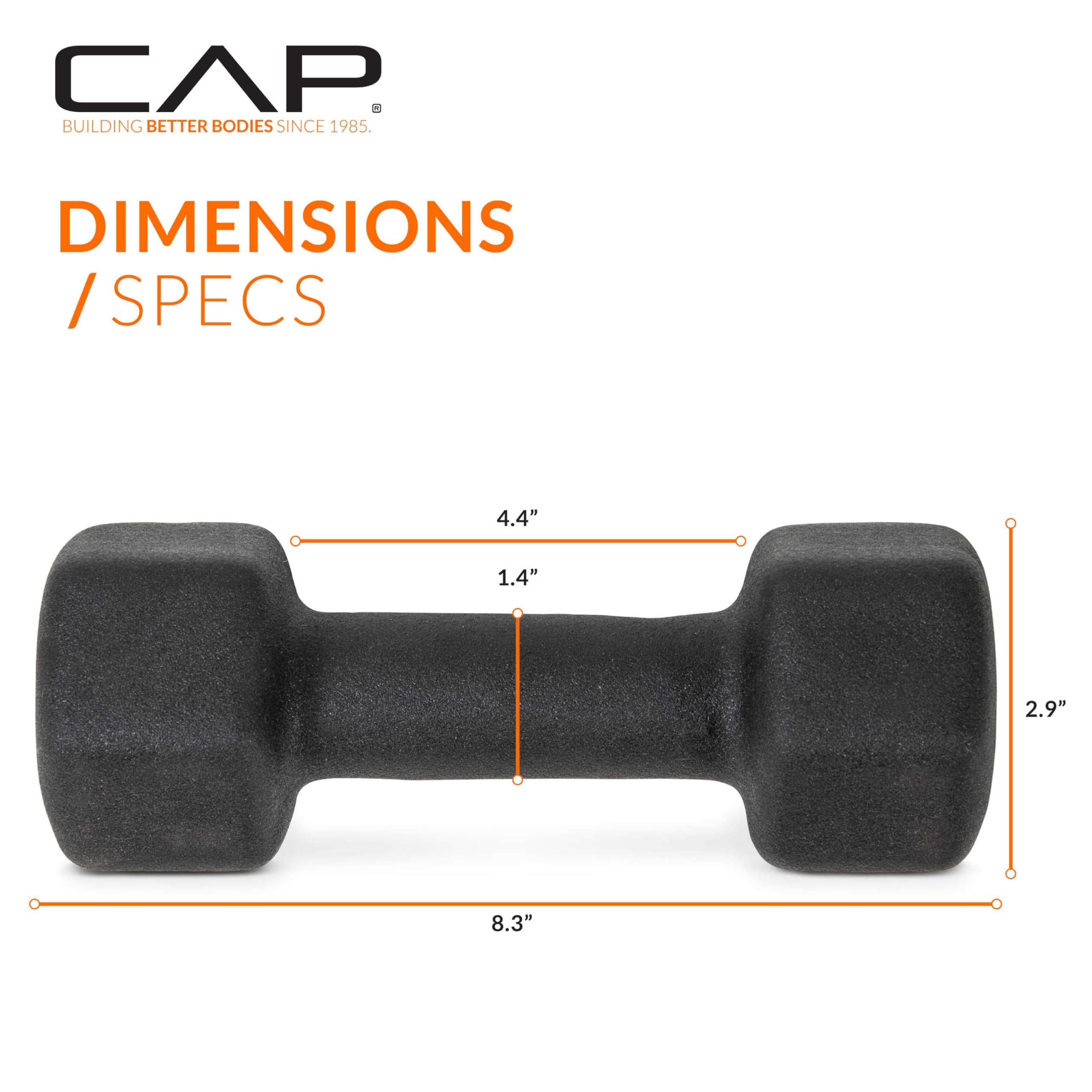 CAP Barbell 7 LB Neoprene Dumbbell Hand Weights - Pair | Black