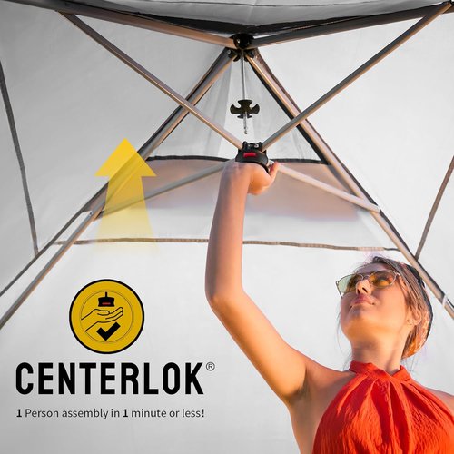CROWN SHADES 10x10 Pop Up Canopy - Easy One-Push Setup Beach Tent with Side Wall | Outdoor Sun Shade (Orange)