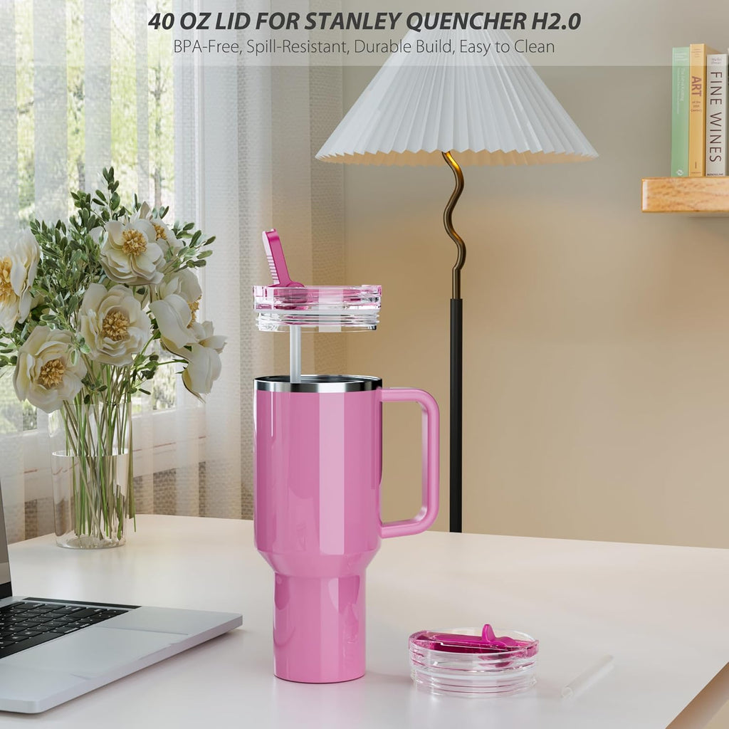 STANLEY 40 oz Flip Straw Lid - Leakproof, No Spill Design for Quencher ProTour & H2.0 Tumblers | Passion Pink
