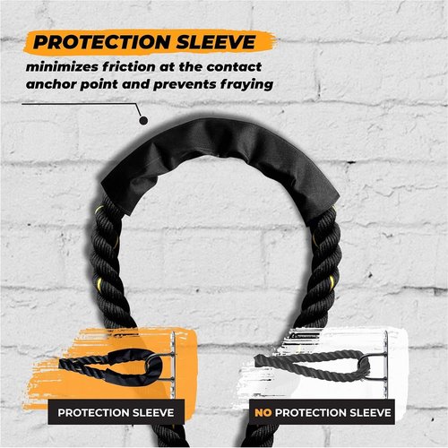 Yes4All 1.5 Inch Battle Ropes with Extra Protective Sleeve, Workout Ropes for Cross-Training Home Gym & Fitness Exercises, Strength Training - 30 Feet Lengths Available