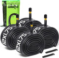 Skiennix Bike Tubes - 4 Pack of 12'' to 29'' Sizes with 32mm Schrader Valve & Tire Levers