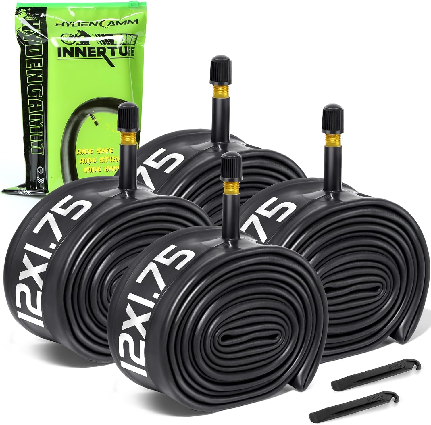 Skiennix Bike Tubes - 4 Pack of 12'' to 29'' Sizes with 32mm Schrader Valve & Tire Levers