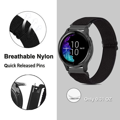 Yeejok Compatible for Fossil Gen 6/5E 44mm Bands Nylon, 22mm Stretchy Solo Loop Sport Elastic Straps for Fossil Men's Gen 5LTE/Carlyle Garrett/Women's Julianna/Gen 4 Explorist HR-Black+ArmyGreen