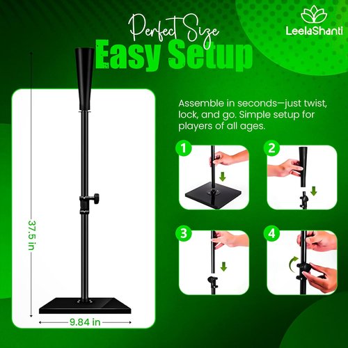 Baseball Batting Tee - Premium Portable Design | Height Adjustable 24" - 37" for All Ages