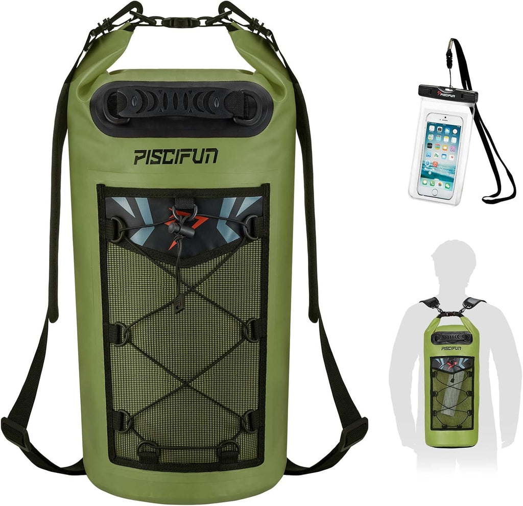 Piscifun Waterproof Dry Bag - Floating Backpack with Phone Case | 10L/20L/30L/40L for Boating & Kayaking