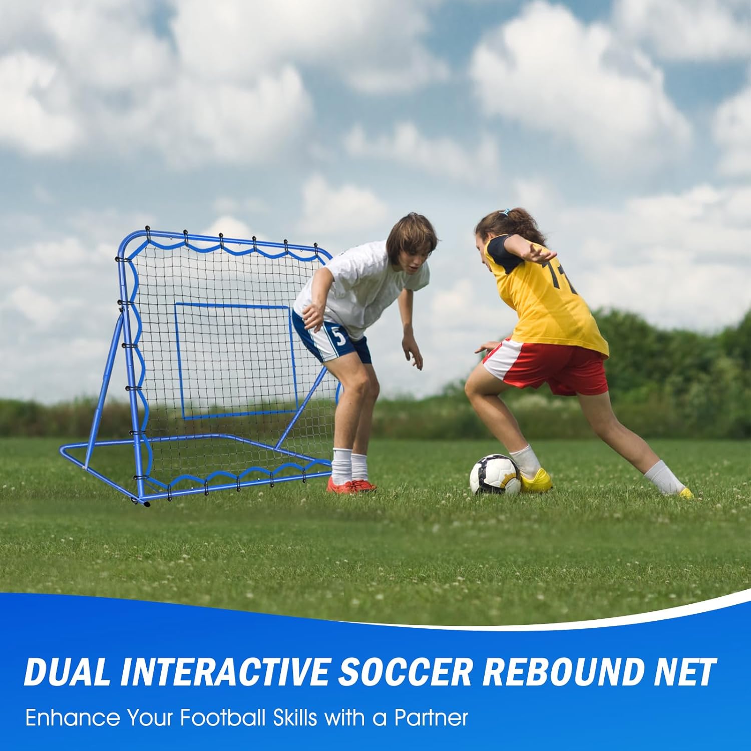 Skiennix Soccer Rebounder Net - Quick-Switch Angle Training Aid for Control & Passing | Easy Setup for All Ages