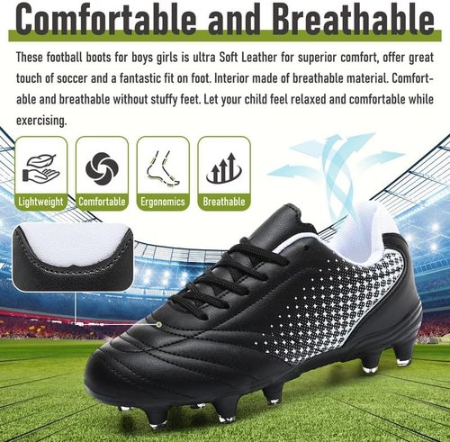 LIZRHA Soccer Shoes - Lightweight Cleats for Boys & Girls | Perfect for Outdoor & Indoor Play