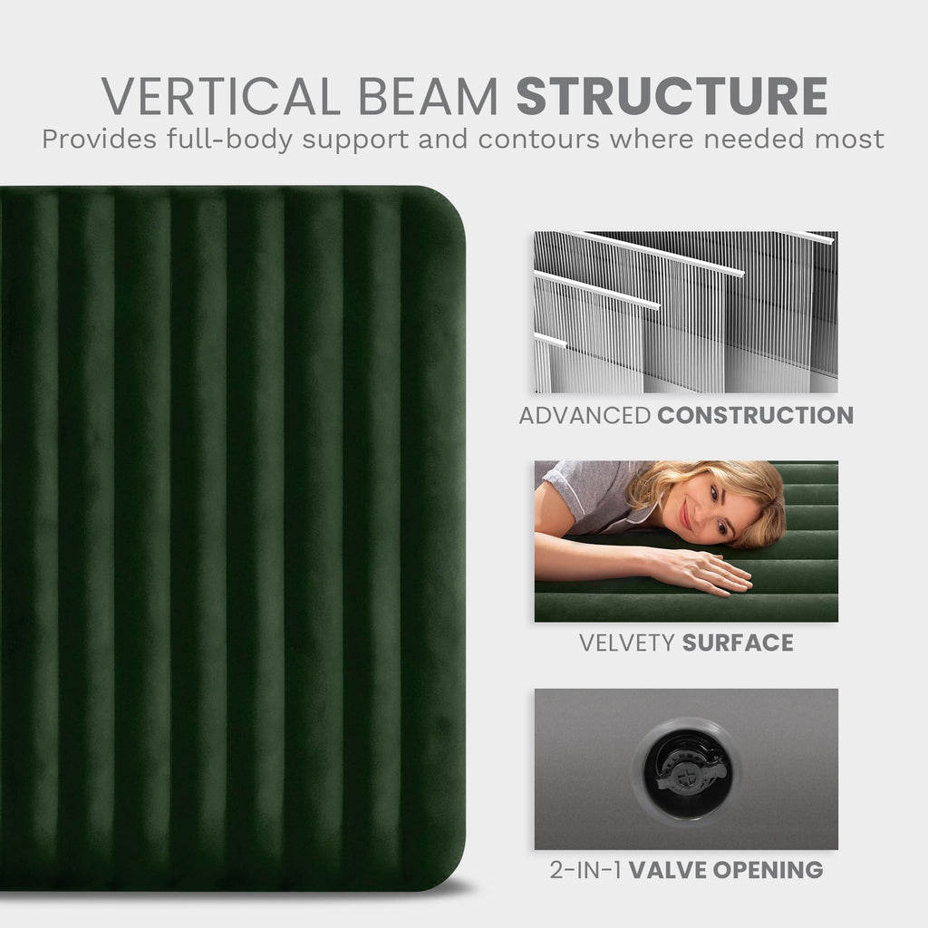 Intex 64109E Dura-Beam Standard Prestige Air Mattress - Fiber-Tech – Queen Size – 10in Bed Height – 600lb Weight Capacity – Pump Sold Separately