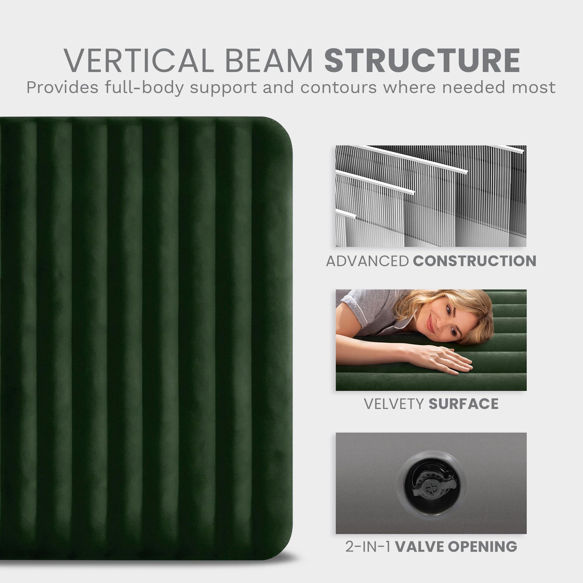 Intex 64109E Dura-Beam Standard Prestige Air Mattress - Fiber-Tech – Queen Size – 10in Bed Height – 600lb Weight Capacity – Pump Sold Separately
