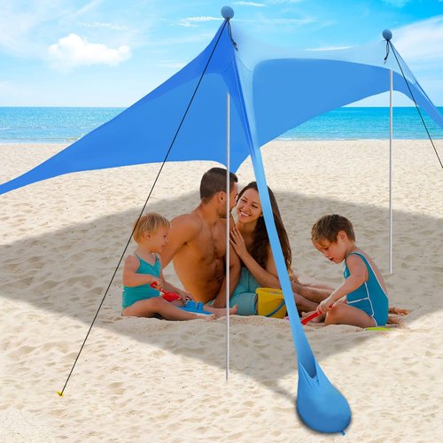 Beach Canopy Tent by [Brand Name] - UPF 50+ UV Protection Sun Shade | Complete with Sandbags, Poles & Anti-Wind Ropes