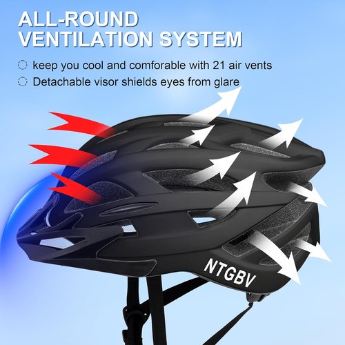Adult Bike Helmet for Men/Women with Helmet Bag 2 Removable Moisture-Wicking Liners & Visors Lightweight Shockproof Adjustable Design CPSC 1203 & EN 1078 Safety Certified for Road/Commute/MTB