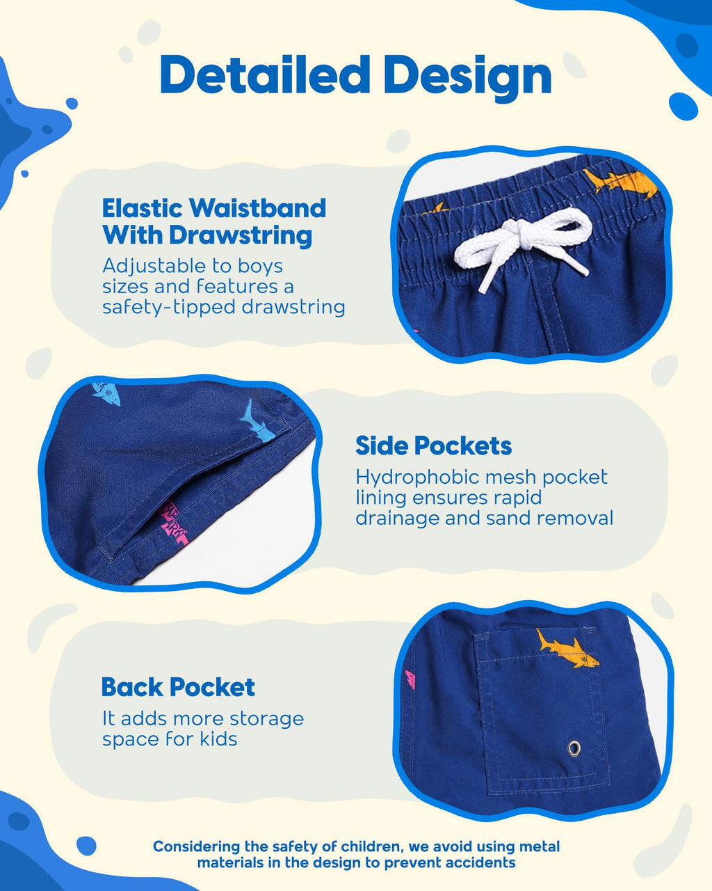 maamgic Boys Swim Trunks Toddler Swim Shorts Little Boys Bathing Suit Swimsuit Toddler Boy Swimwear,Royal Blue,4 T
