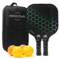 KEXOJUA Pickleball Paddles Set of 2, USAPA Approved Fiberglass Surface Pickleball Set with 2 Pickleball Rackets, 4 Pickleball Balls, 1 Portable Carry Bag, Pickle Racket Set for Men Women Blue Green