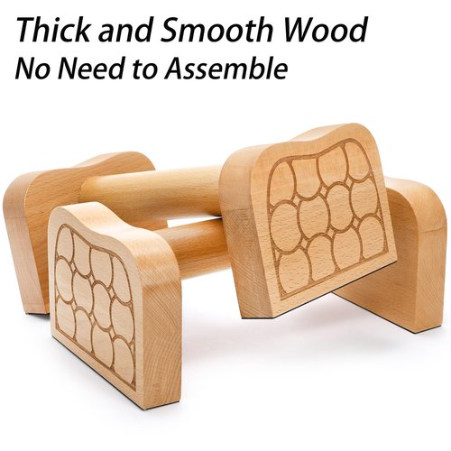 TOPZEA 2 Pcs Wooden Parallettes Push Up Bars, Solid Beech Wood Calisthenics Equipment Non-Slip Push Up Handle Stand for Handstand & Strength Training, Calisthenics, Home Gym & Floor Workouts