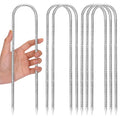CEWOR 6 Pack 12 Inch Rebar Stakes, U Hook Galvanized Trampoline Stakes High Wind Ground Anchors for Camping Tent, Chain Link Fence, Heavy Duty Metal Steel Yard Landscape Garden Staples