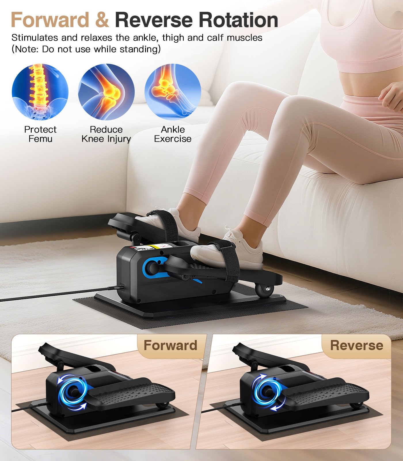 Under Desk Elliptical Machine,Ellipse Leg Exerciser Electric with Remoter,12 Manual Adjustable Speed and 3 Automatic Speed,Portable Seated Pedal Exerciser for Seniors,Adults,Home,Office, Black