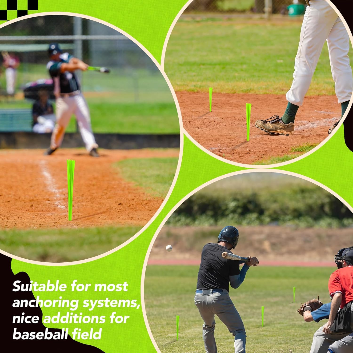 Shappy 48 Pcs Baseball Base Anchors - Heavy Duty Rubber Plugs with Tassel for Softball Drills