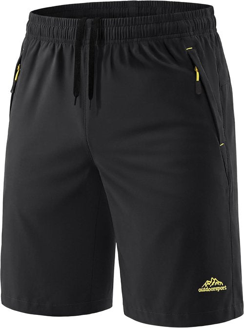 MAGCOMSEN Men's Athletic Shorts - Quick Dry Lightweight 9" Casual Hiking Shorts with 3 Pockets