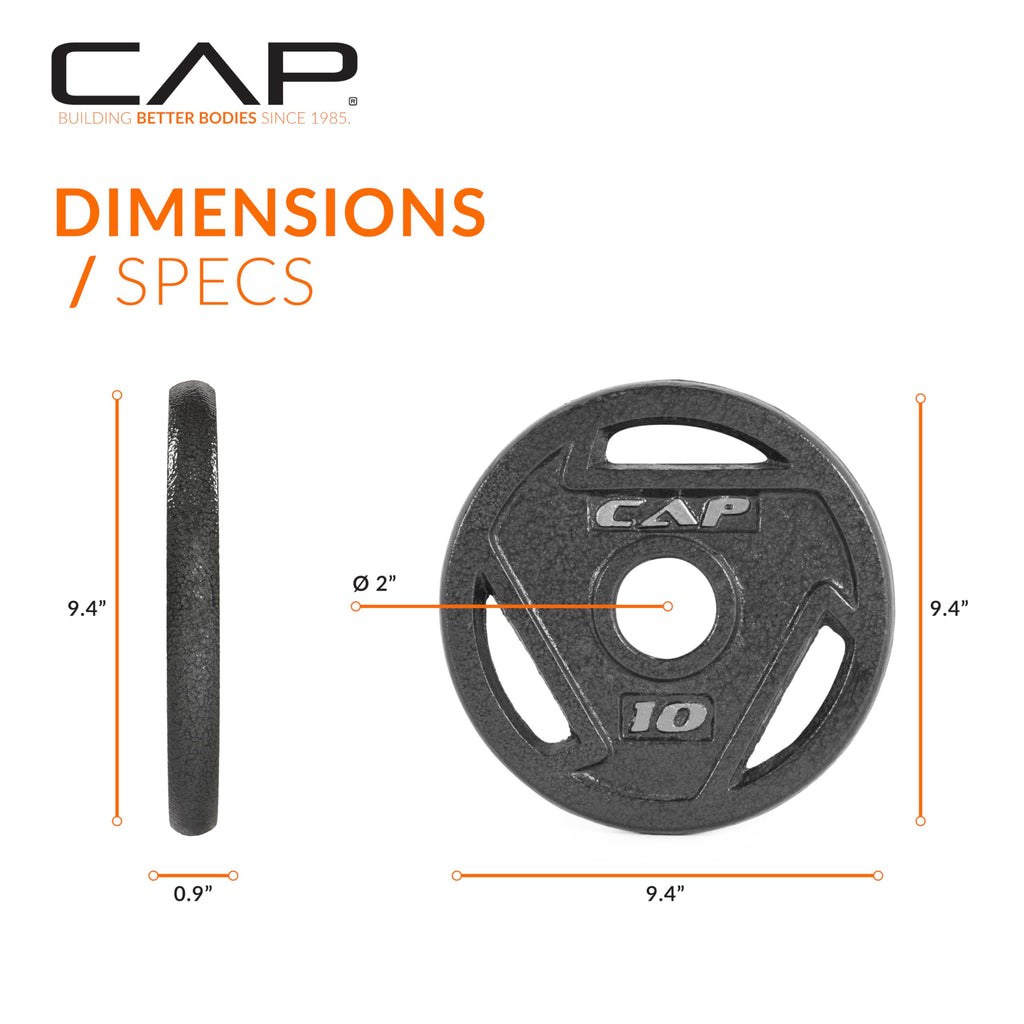 CAP Barbell 10 LB Cast Iron Olympic 2-Inch Grip Weight Plate - Set of 4 | Black