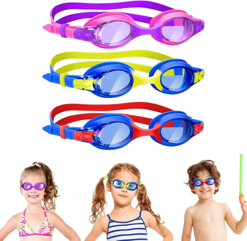 Vvinca Kids Swim Goggles - Anti-Fog UV Protection | Soft Silicone, Leak-Proof Design for Ages 3-14