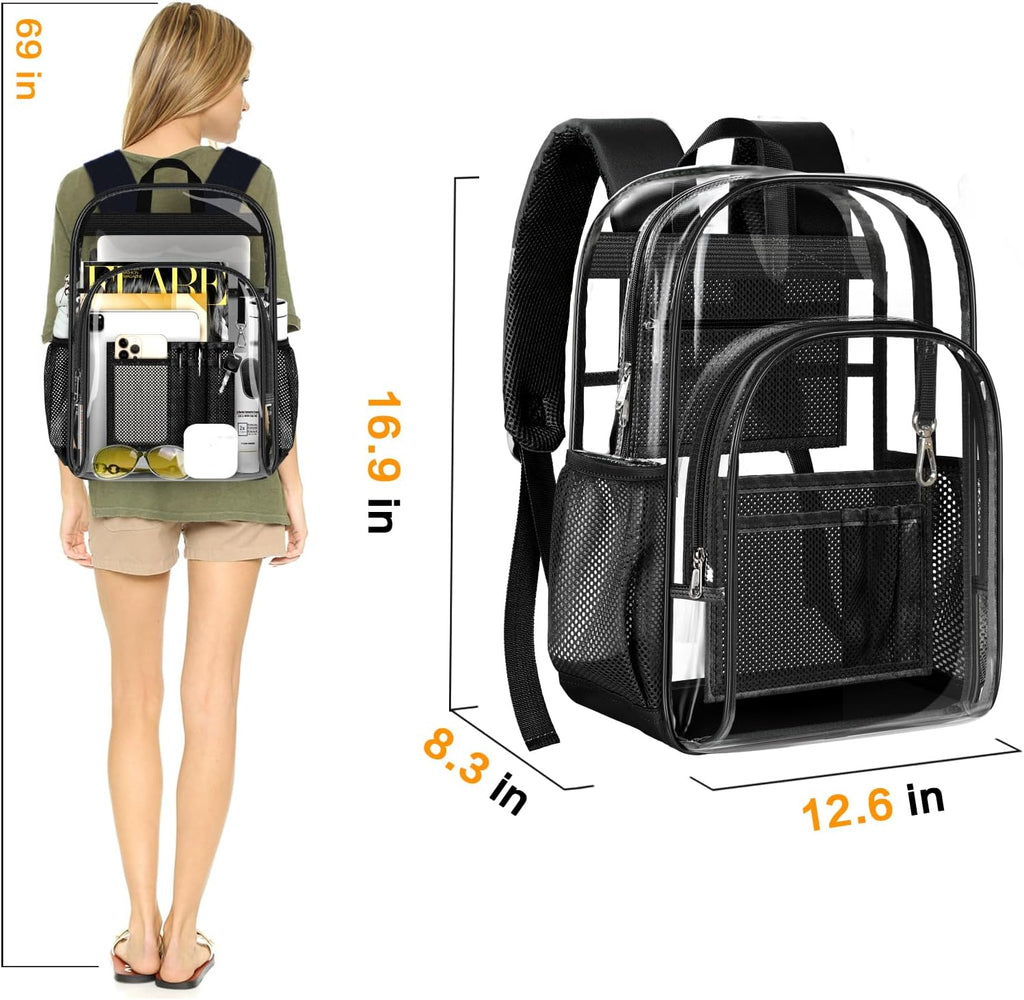 PAMANO Clear Backpack - Heavy Duty Transparent Design with Reinforced Bottom | Ideal for College & Travel