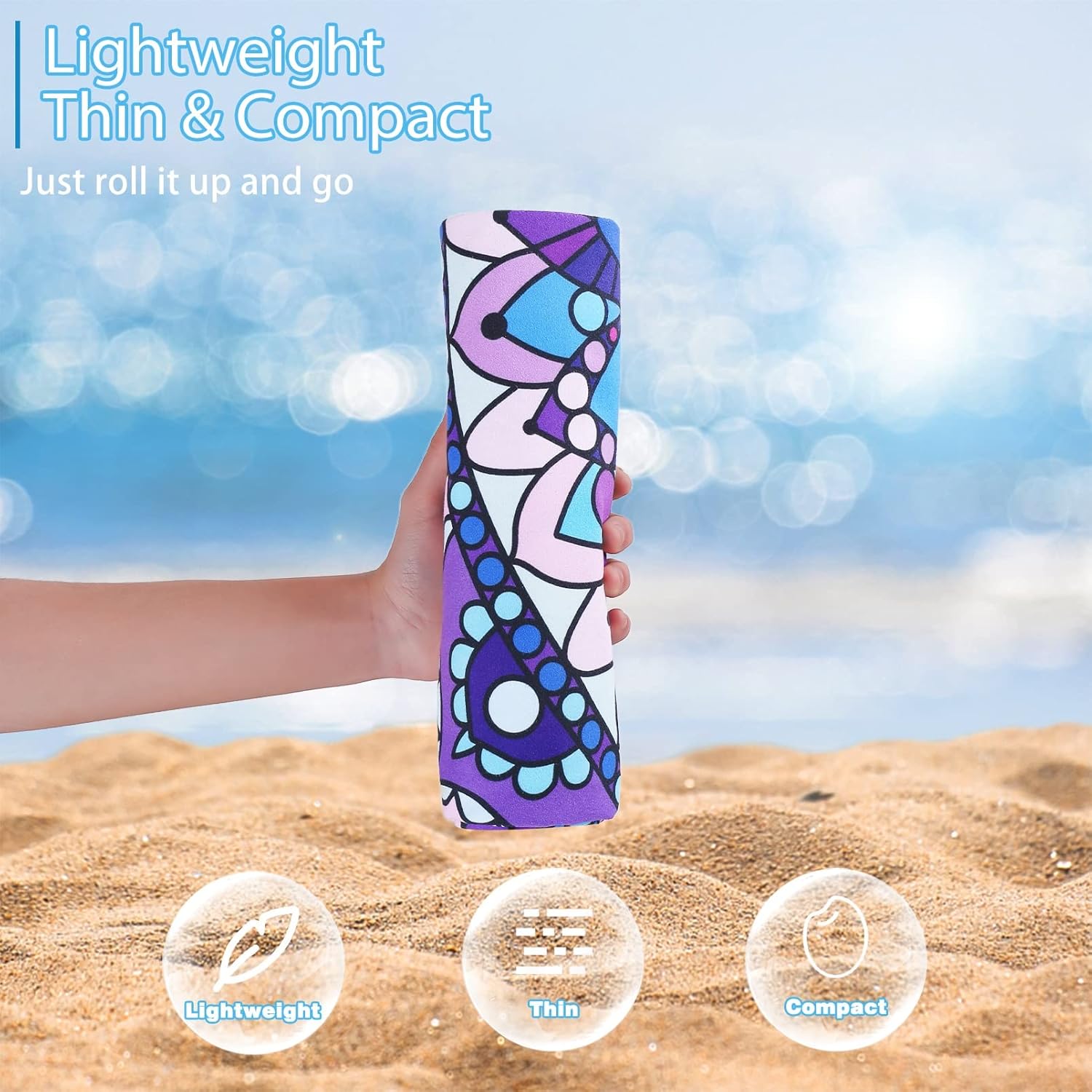 TwoYek Microfiber Beach Towels - Lightweight, Sand-Free, Quick-Dry | 71x32 Extra Large, Soft for Travel & Sports