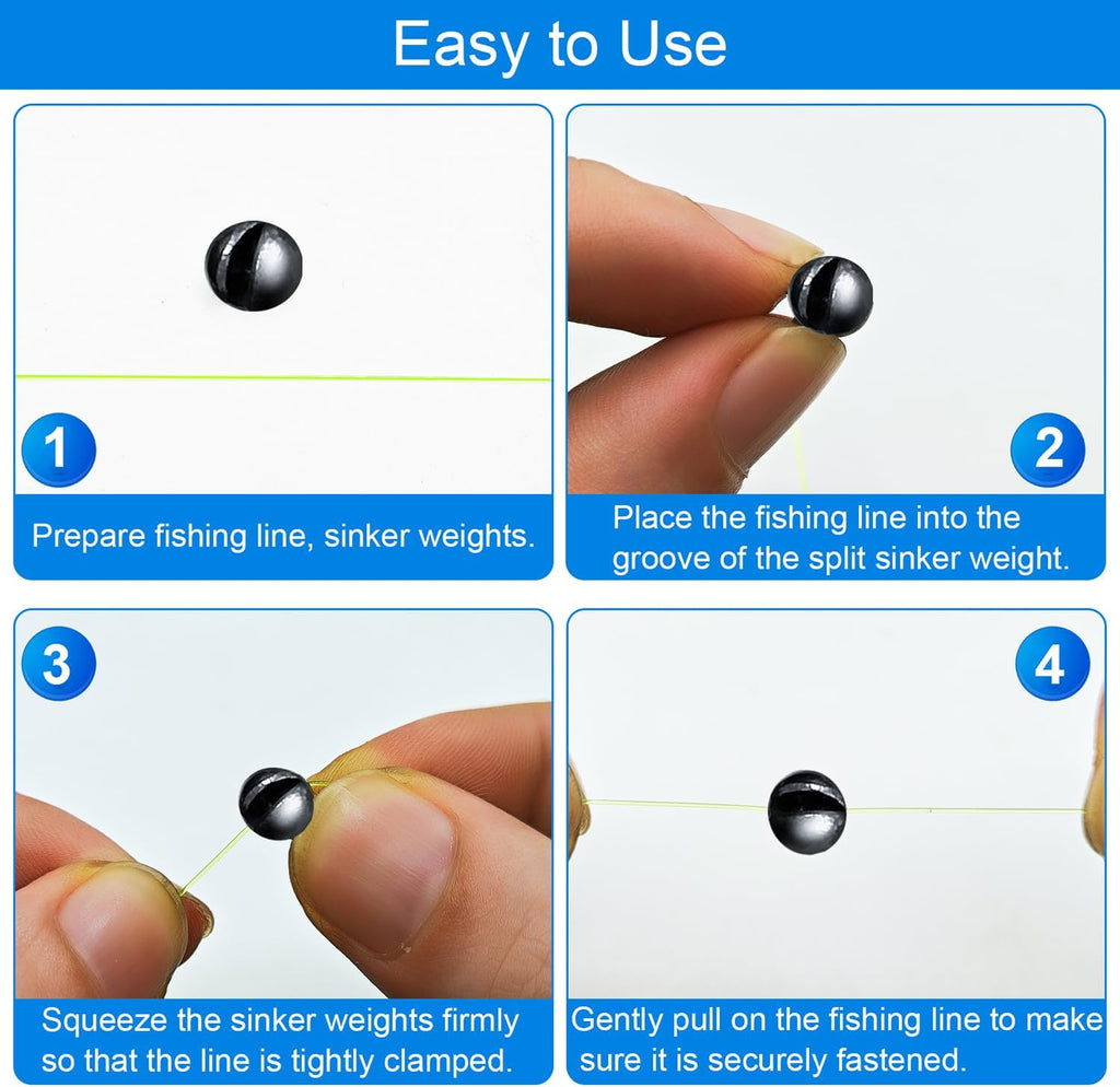 SANWEAL Fishing Weights Sinkers - Premium Split Shot in 120PCS/200PCS - Round Removable in 5/6 Sizes