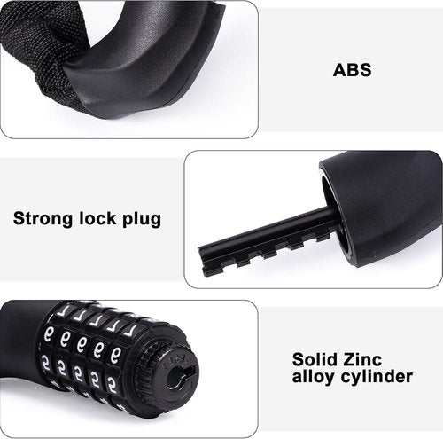 MEETLOCKS 3.2ft Bike Chain Lock - 5-Digit Combination High Security Anti-Theft Lock for Bicycle, Scooter, Motorcycle, Door, Gate