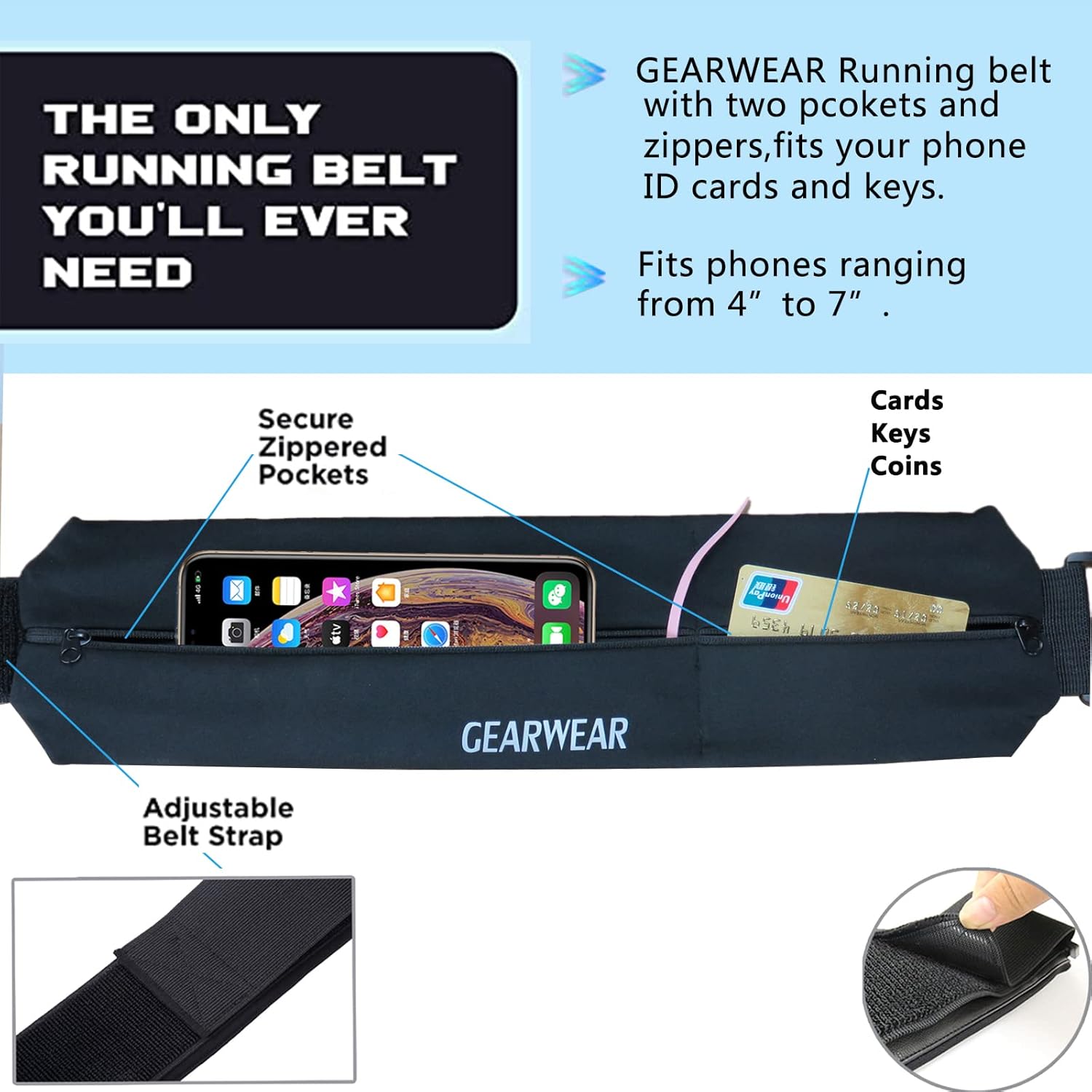Skiennix Running Belt - Adjustable Fanny Pack for Men & Women | Secure Phone Storage, Comfortable Fit