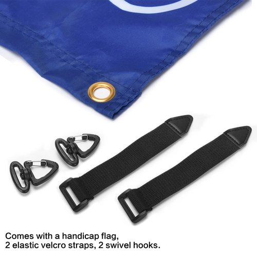MOTAIN Easy Installation Golf Cart Flag Holder,2 Pack Elastic Strap Bracket with 6 * 9'' Handicap Flag for Seniors Handicapped Disability
