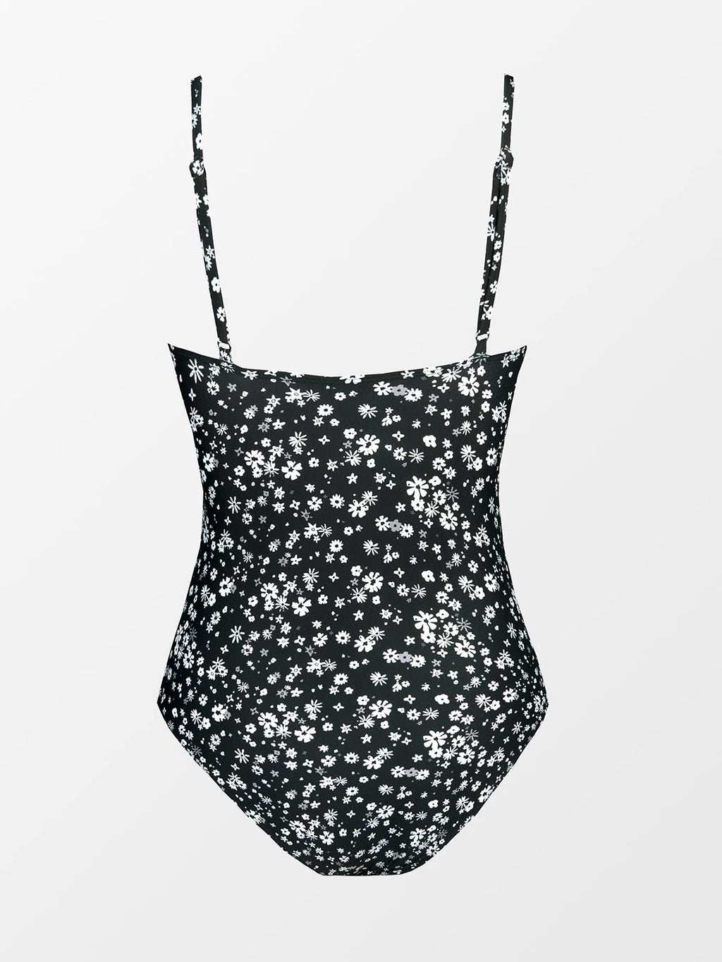 CUPSHE Womens Swimwear One Piece Swimsuit Bathing Suits Floral Deep V Neck Tummy Control Low Back Adjustable Straps, X-Large, Black Floral