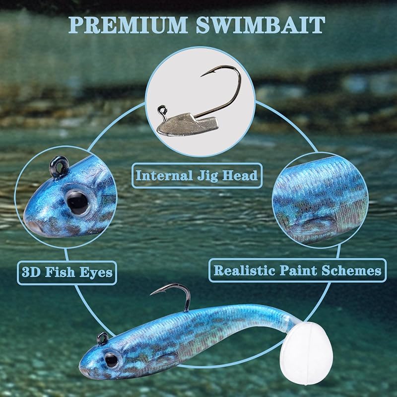 6PCS+2.75" Paddle Tail Swimbaits for Bass & Walleye – Pre‑Rigged Soft Plastic Lures
