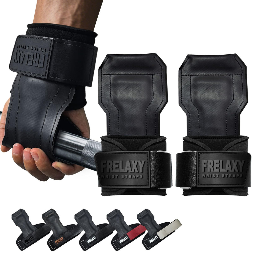 Frelaxy Lifting Wrist Straps, Rubber Weight Lifting Grips with Non-Slip Palm & Wrist Wraps Support for Deadlifts, Pull Ups, Rows, Heavy Powerlifting, Lat Pulldowns