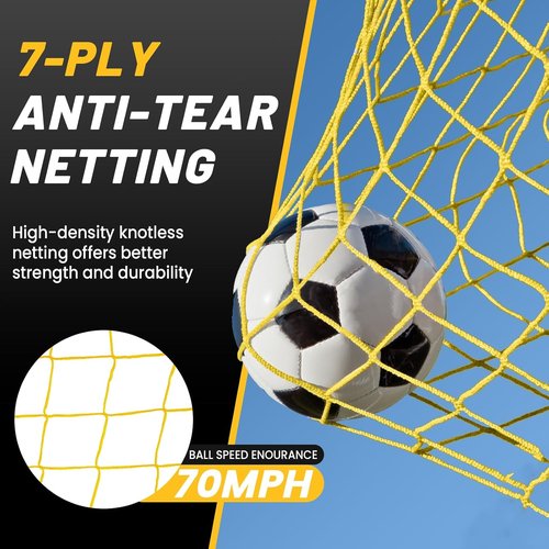 MangoStar Soccer Goal - 12x6 FT Portable Net with Collapsible Metal Base | Quick Setup for Indoor/Outdoor Training