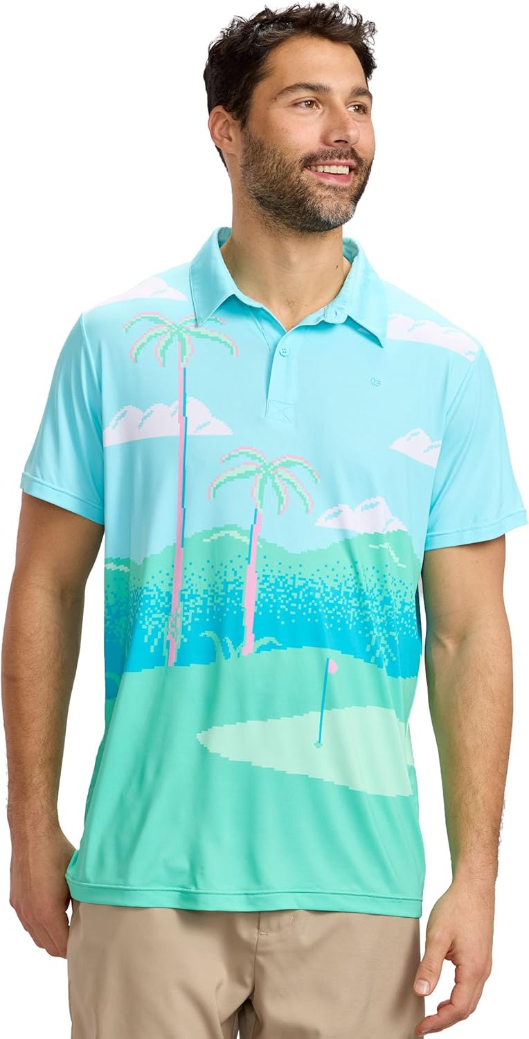 Tipsy Elves Men’s Golf Polo Shirt - Moisture-Wicking Stretch Fabric for Ultimate Comfort - Athletic Fit