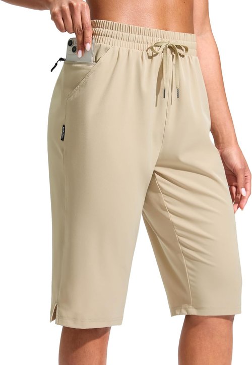 G Gradual Women's Hiking Shorts - Lightweight Quick-Dry Bermuda with Zipper Pocket | 13" Knee Length