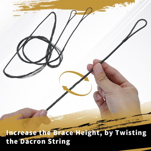 LWANO B55 Bow String - Replacement for Recurve & Longbow - 12/14/16 Strands, 48-70in, Includes 2 Brass Nocks