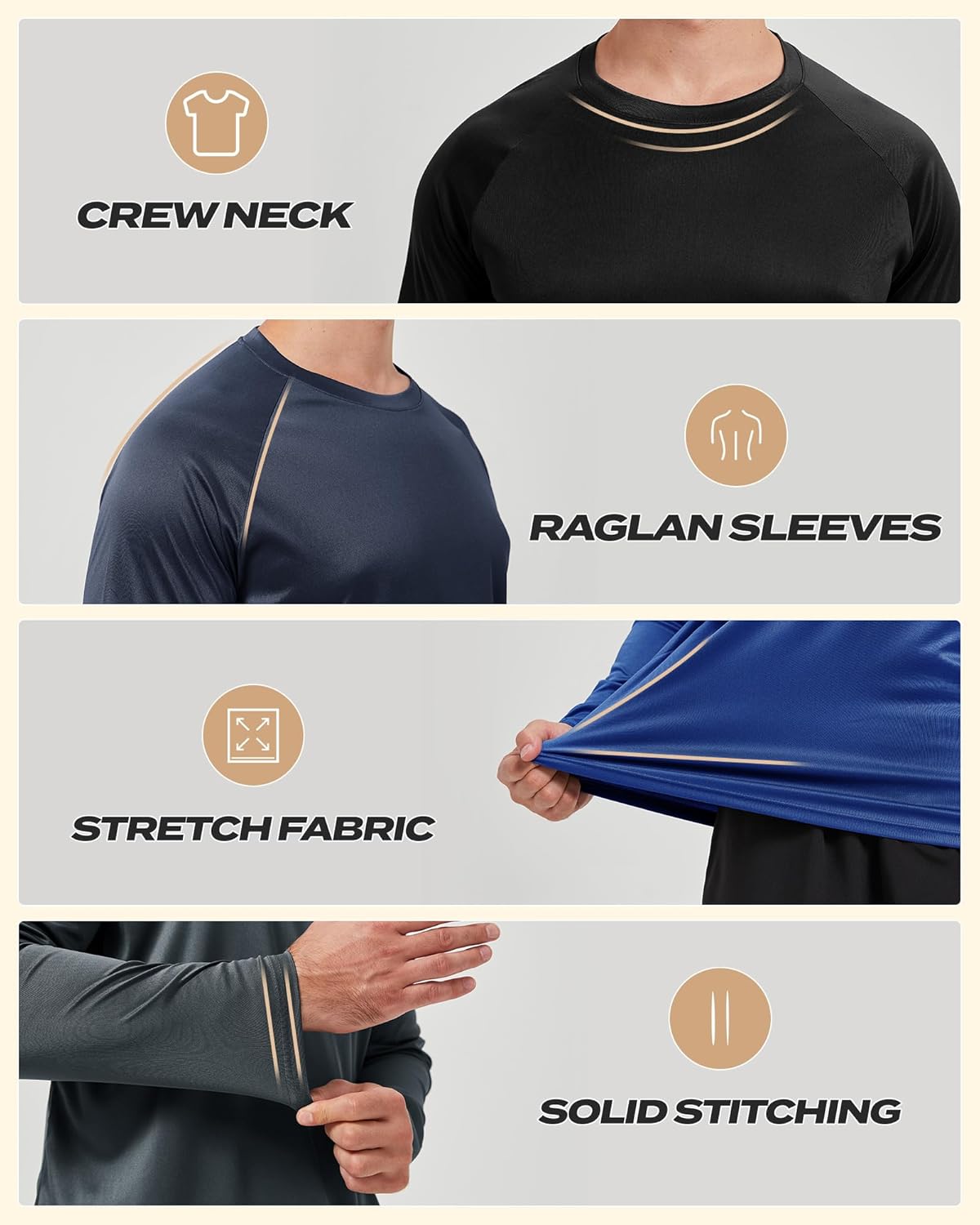 Skiennix Long Sleeve Shirts for Men - Quick Dry UV Protection T-Shirts for Fishing & Workouts