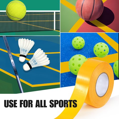 Professor Pickleball Court Tape - Makes Full Size Court - Outdoor Pickleball Marking Kit - 2" x 200 FT, Yellow Tape for Temporary Court Lines, No Residue, Quick and Easy Application