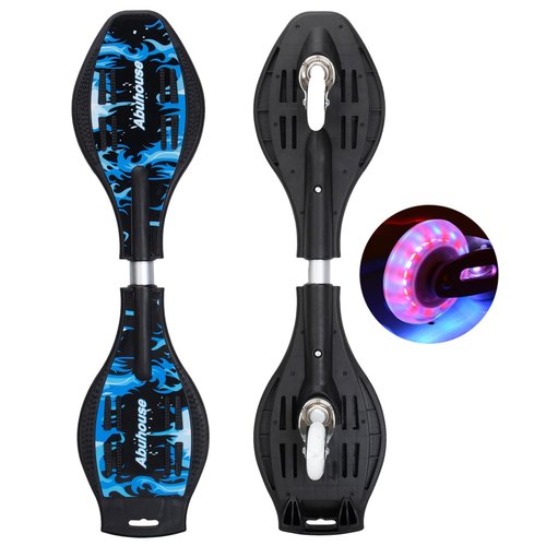 Simcat Caster Board, Skateboard with 360-degree Casters and Illuminating Wheels, Lightweight Durable Twistboard for Kids, Teenagers and Adults (A)