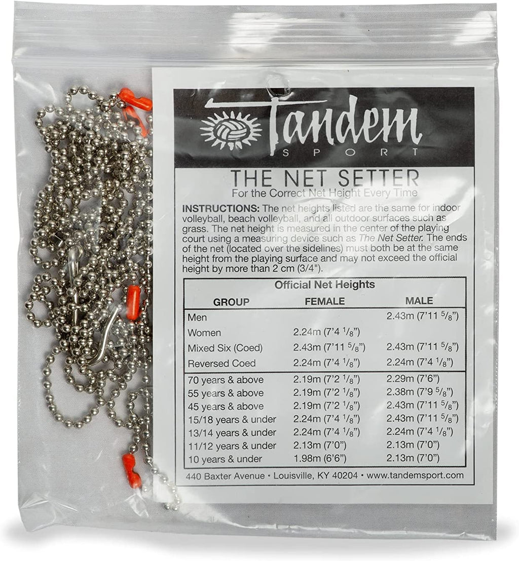 Tandem Sport Volleyball Net Setter - Volleyball Net Measure Chain - 4 Pre-Set Net Heights for Men's, Women's, Coed, and Junior Volleyball - Volleyball Referee Equipment