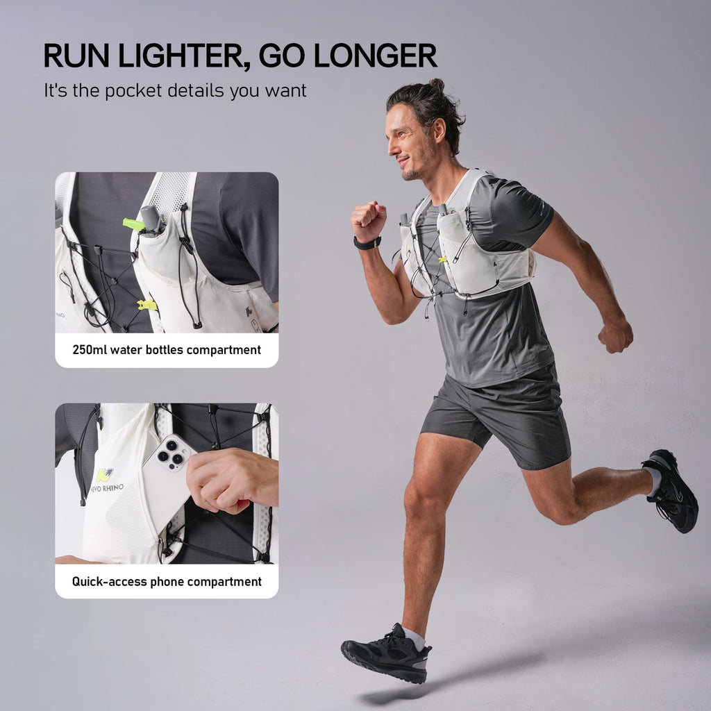 Running Hydration Vest for Women Men, Lightweight Water Vest with 2 TPU 250ML Soft Flask, Adjustable Chest Straps Hydration Backpack for Shorter Runs