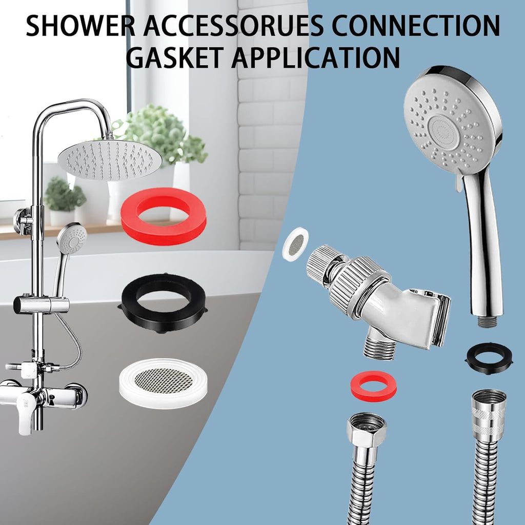 ZDBB Stainless Steel Shower Head Hose Filter Kit - 58 PCS Gasket Set for 1/2" & 3/4" Plumbing