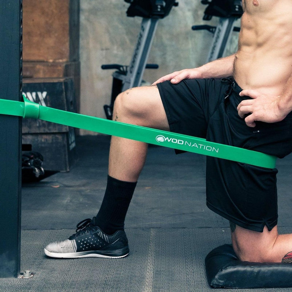 WOD Nation Pull-Up Assist Resistance Band - Assisted Pull-Up Training - Heavy Resistance Bands 50-125 - Stretch & Mobility with Green Stretch Strap - 41-Inch, Green, 50-125 lb