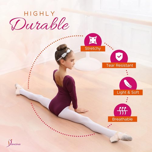 Dancina Ballet Dance Tights - Ultra-Soft Footed Design for Excellent Hold & Stretch | Toddler/Girls