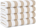 Arkwright California Cabana Stripe Beach Towels - Pack of 4, Oversized 30 x 70 in, Quick-Dry 100% Cotton Set