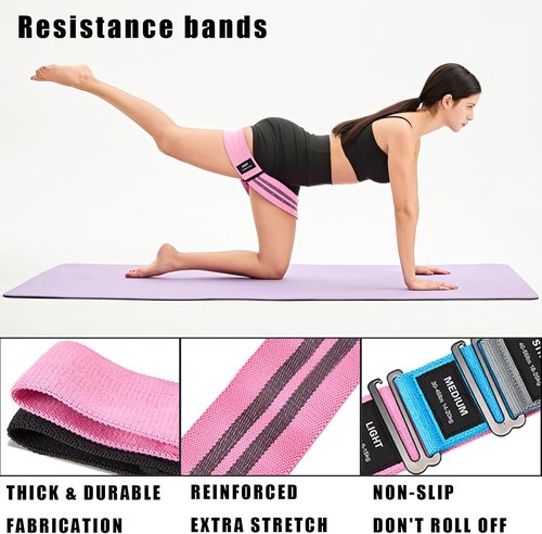 Fabric Resistance Bands by [Brand Name] - Adjustable Non-Slip Booty Bands for Squats & Glutes | 5 Levels of Tension, Ideal for Pilates & Yoga (Medium)